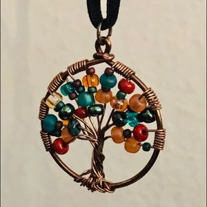 Handmade Copper Beaded Tree of Life Pendant